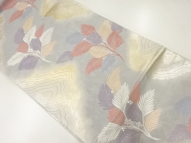 アンティーク　枝葉模様織出し袋帯（材料）